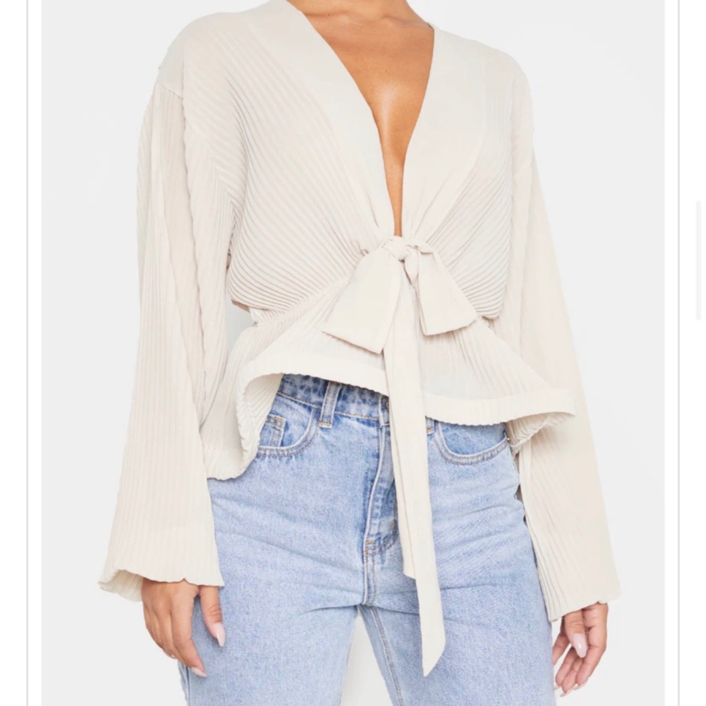 Nude v-cut blouse
